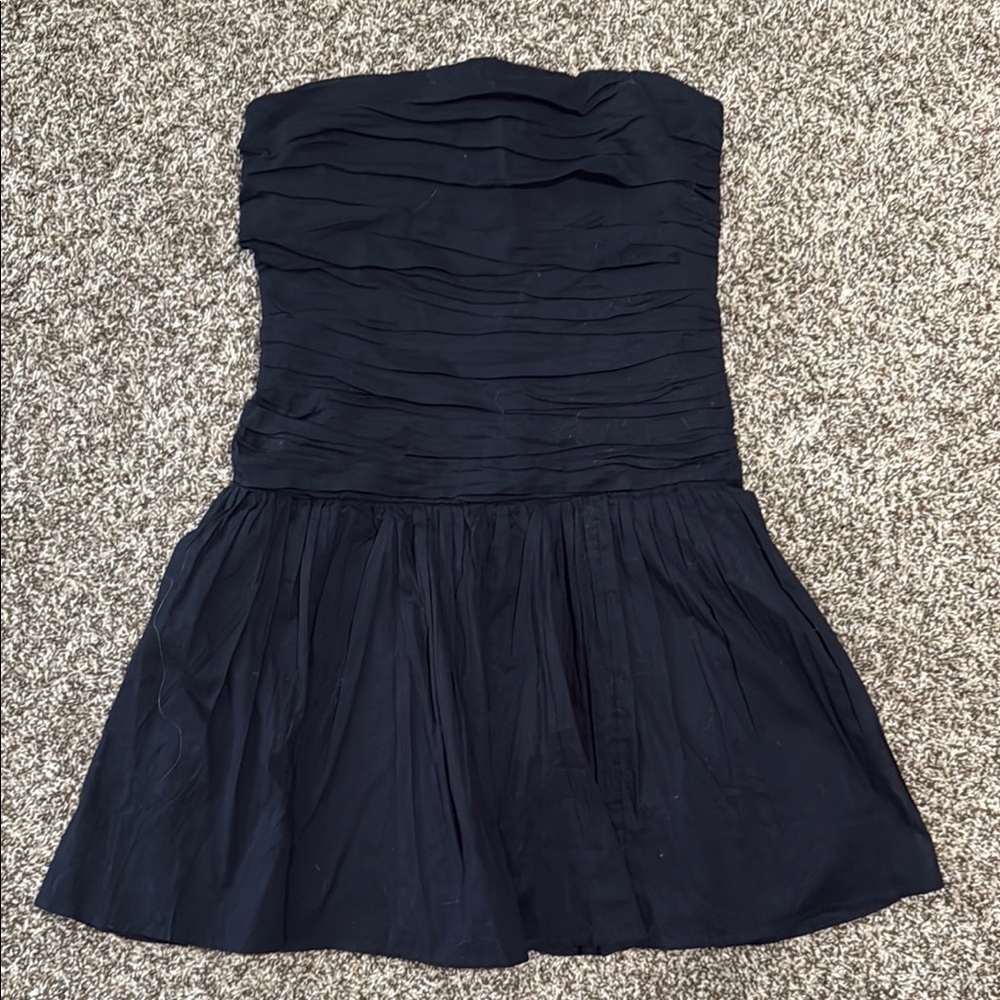 NWT Abercrombie & Fitch black strapless ruched flare dress
